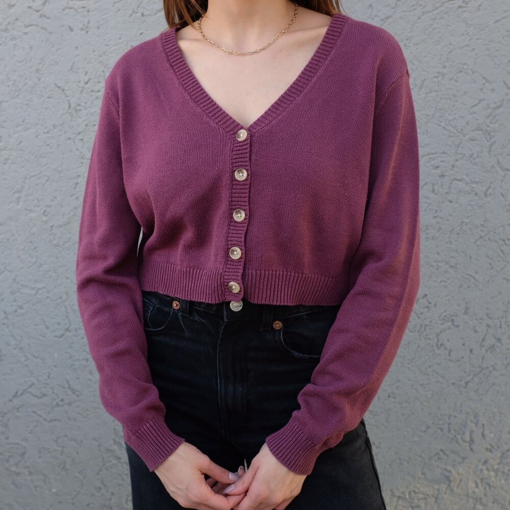 WILD FABLE Cropped Burgundy Sweater
